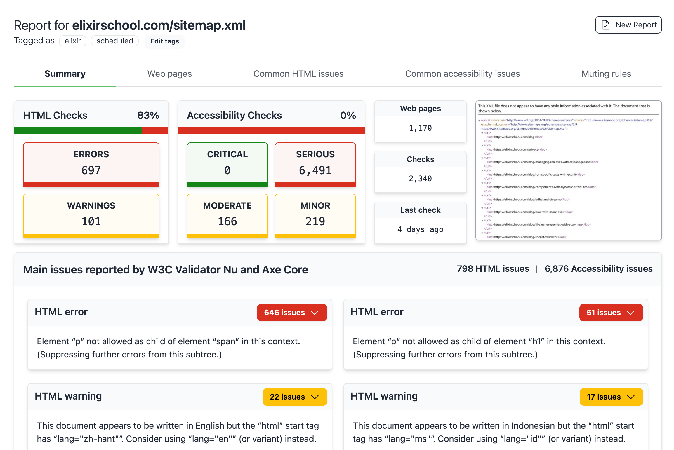 Rocket Validator summary report